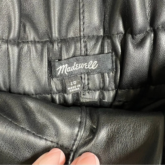 Madewell Black Vegan Leather Pull‎ On Paperbag Pants - Picture 4 of 6